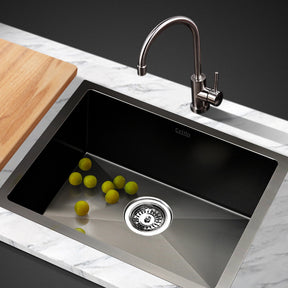 Stainless steel kitchen sink, black single bowl 45x30cm