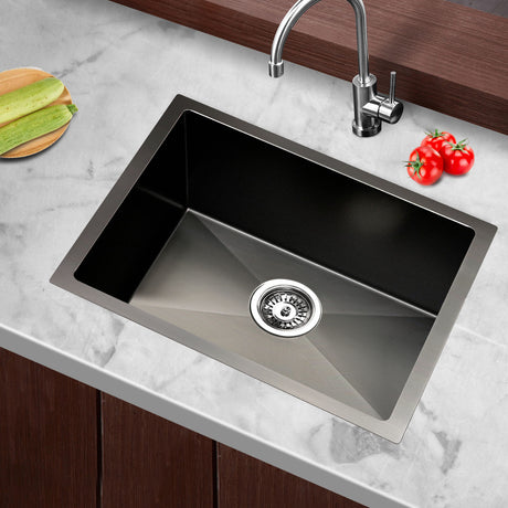 Stainless steel kitchen sink, black single bowl 45x30cm