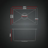 Stainless steel kitchen sink with pull out mixer tap, black single bowl 30x45cm