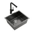 Stainless steel kitchen sink with pull out mixer tap, black single bowl 44x44cm