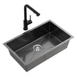 Stainless steel kitchen sink with pull out mixer tap, black single bowl 60x45cm