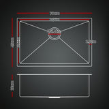 Stainless steel kitchen sink with pull out mixer tap, black single bowl 70x45cm