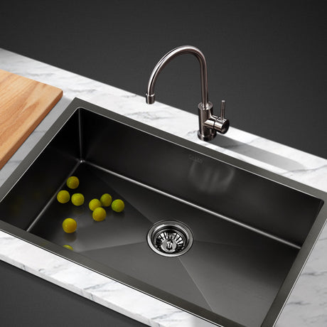 Stainless steel kitchen sink, black single bowl 70x45cm
