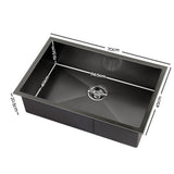 Stainless steel kitchen sink, black single bowl 70x45cm