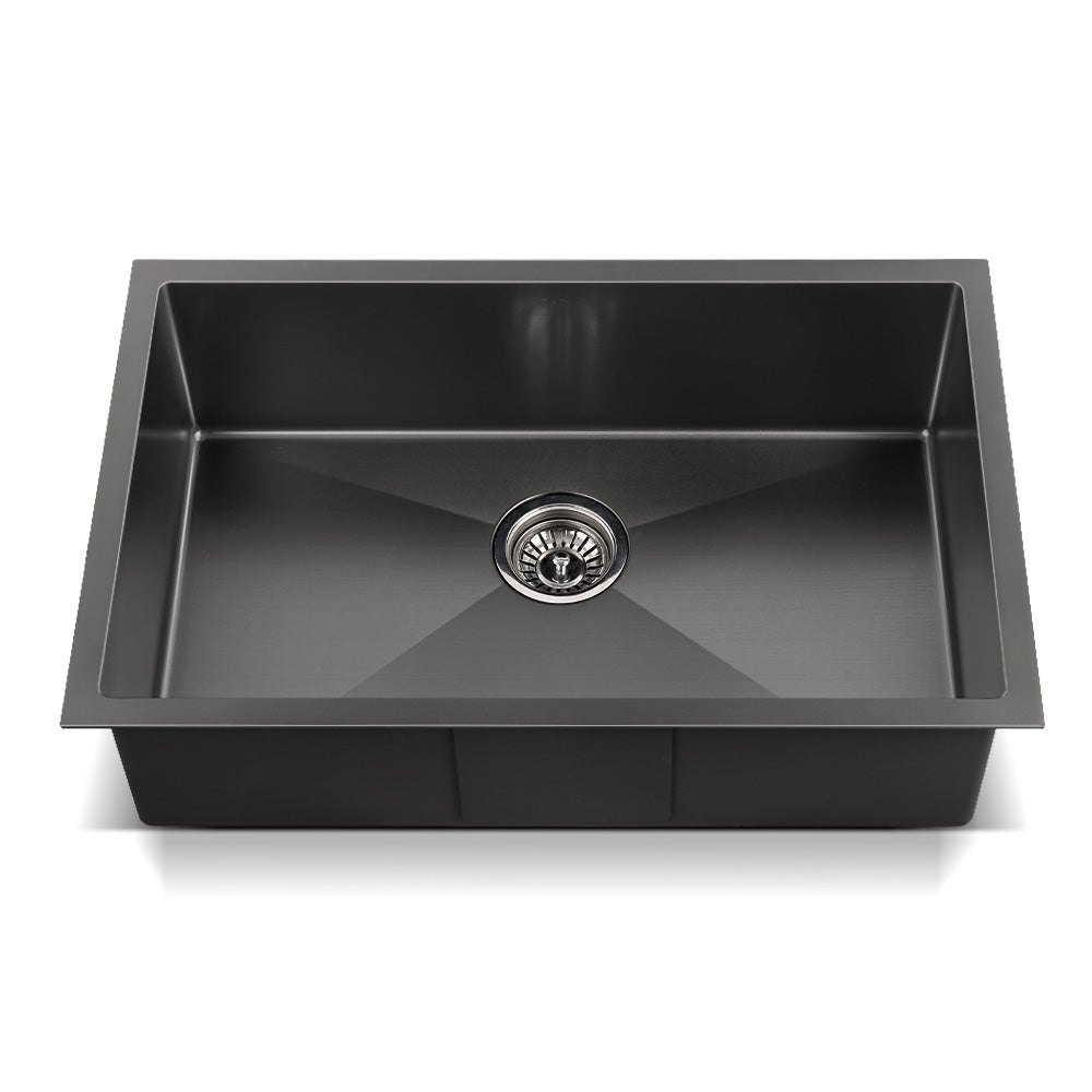 Stainless steel kitchen sink, black single bowl 70x45cm