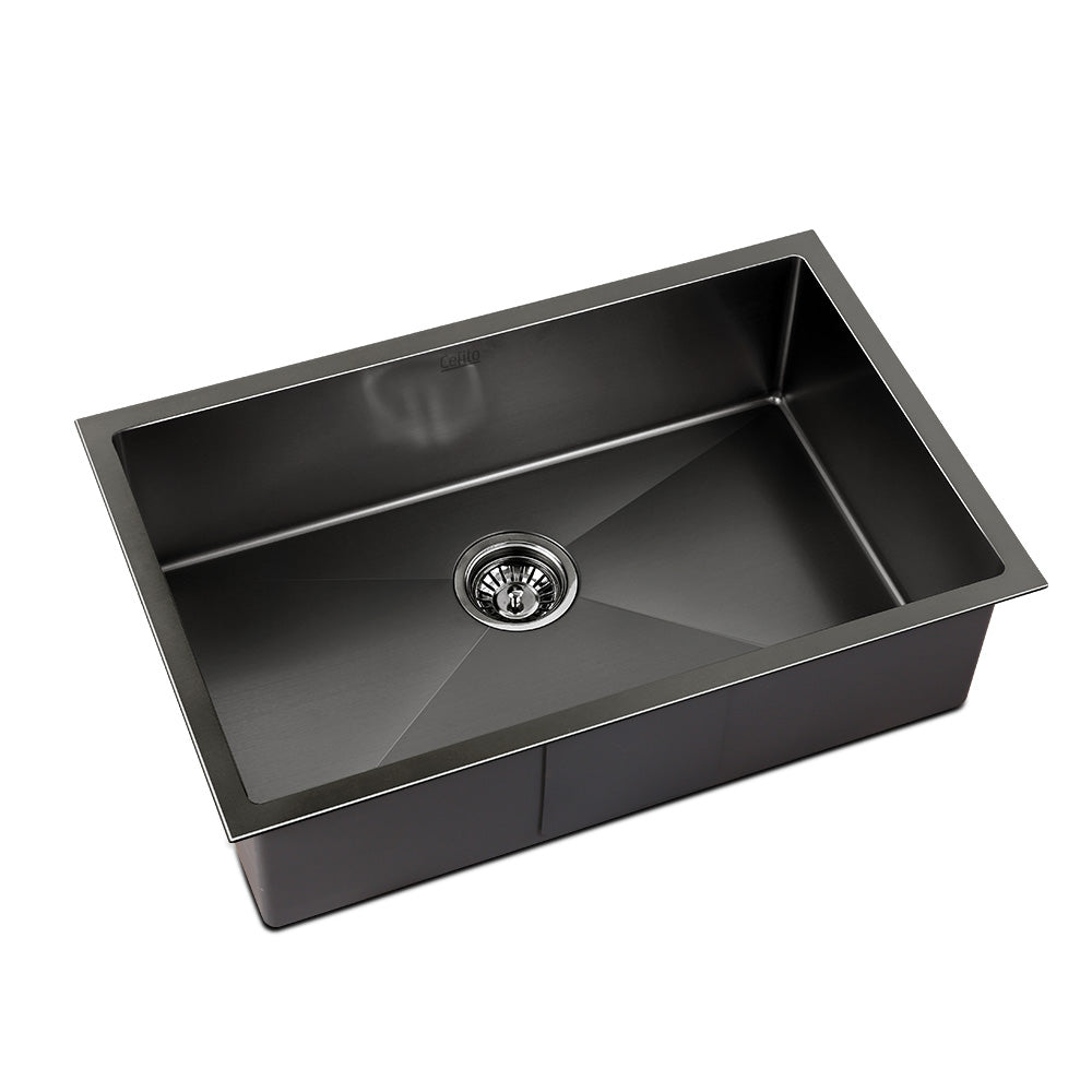 Stainless steel kitchen sink, black single bowl 70x45cm