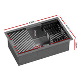 Stainless steel kitchen sink with pull out mixer tap, black single bowl 70x45cm