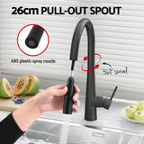 Stainless steel kitchen sink with pull out mixer tap, black single bowl 70x45cm