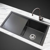 Stainless steel kitchen sink, black single bowl 75x45cm