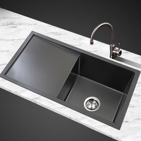 Stainless steel kitchen sink, black single bowl 75x45cm
