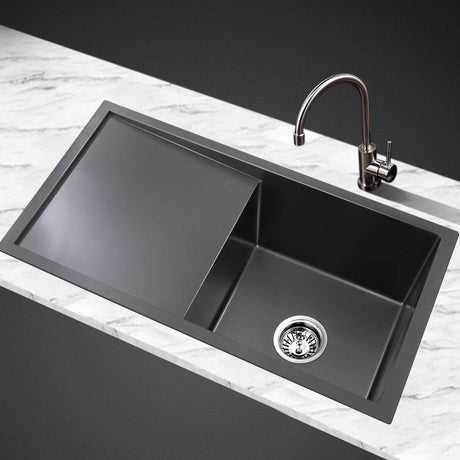 Stainless steel kitchen sink, black single bowl 75x45cm