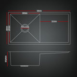 Stainless steel kitchen sink with pull out mixer tap, black single bowl 75x45cm