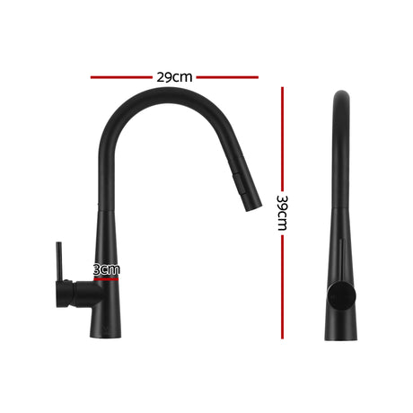 Stainless steel kitchen sink with pull out mixer tap, black single bowl 75x45cm