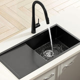Stainless steel kitchen sink with pull out mixer tap, black single bowl 75x45cm