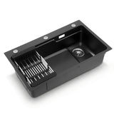 Stainless steel kitchen sink, black single bowl 75x45cm