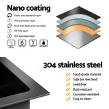 Stainless steel kitchen sink, black single bowl 75x45cm