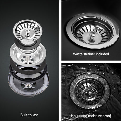 Stainless steel kitchen sink, black single bowl 75x45cm