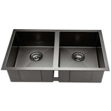 Stainless steel kitchen sink, black double bowl 77x45cm