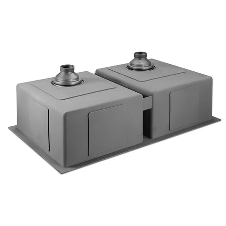 Stainless steel kitchen sink, black double bowl 77x45cm