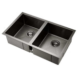 Stainless steel kitchen sink, black double bowl 77x45cm