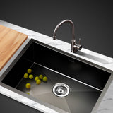 Stainless steel kitchen sink, black single bowl 60x45cm