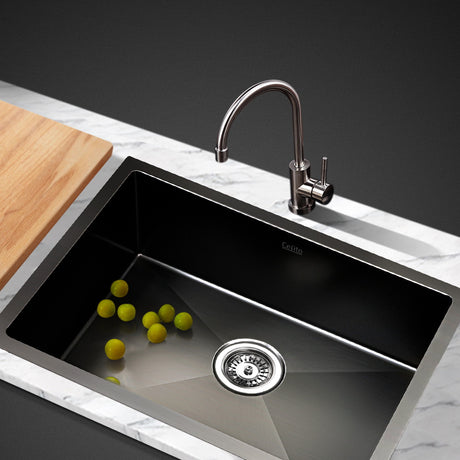 Stainless steel kitchen sink, black single bowl 60x45cm