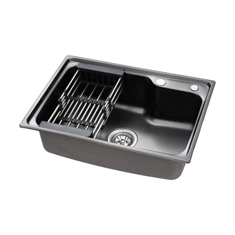 Kitchen sink, stainless steel black single bowl 61x43cm