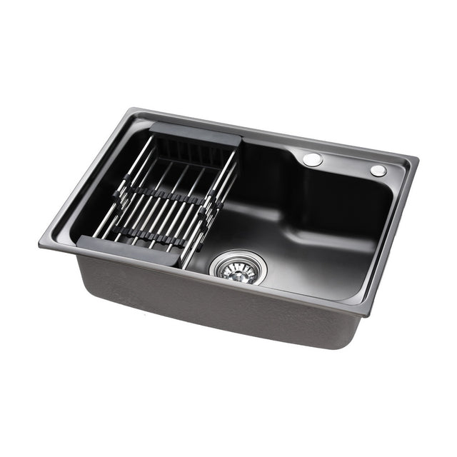 Kitchen sink, stainless steel black single bowl 61x43cm