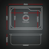 Kitchen sink, stainless steel black single bowl 61x43cm