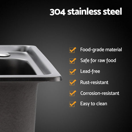 Kitchen sink, stainless steel black single bowl 61x43cm