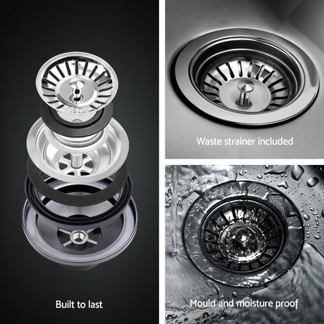 Kitchen sink, stainless steel black single bowl 61x43cm