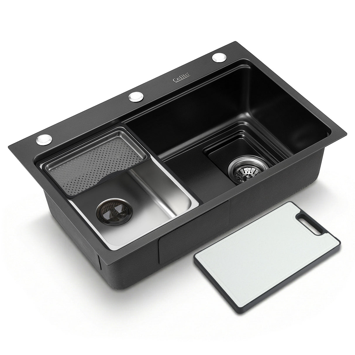 Bar prep sink, stainless steel black textured nano finish 68x45cm