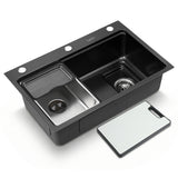 Bar prep sink, stainless steel black textured nano finish 68x45cm