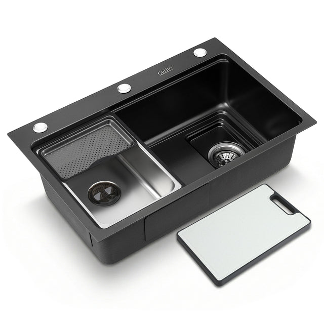 Bar prep sink, stainless steel black textured nano finish 68x45cm