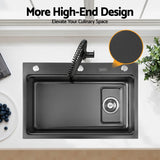 Bar prep sink, stainless steel black textured nano finish 68x45cm