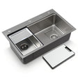 Stainless steel bar prep sink, silver textured nano finish 68x45cm