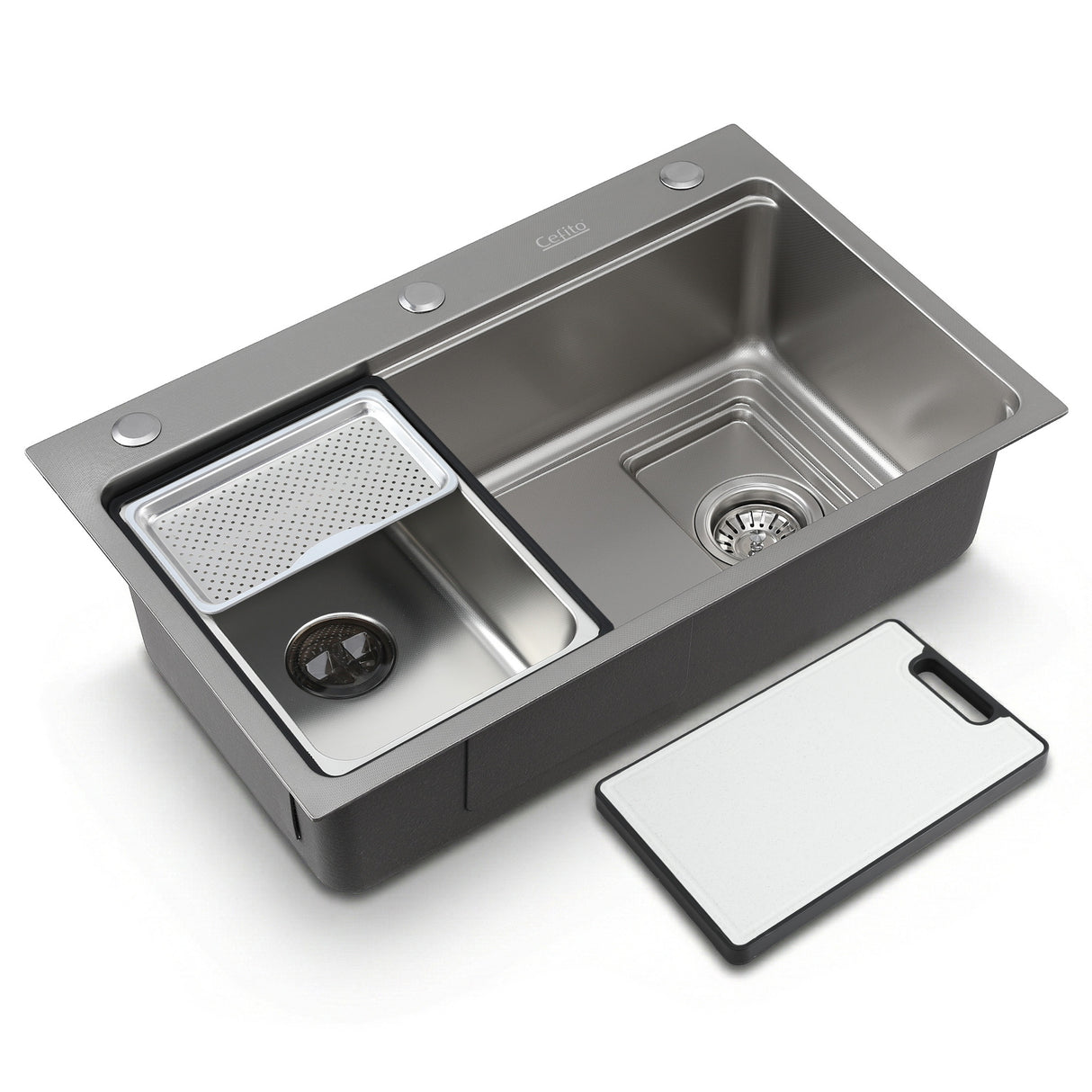 Stainless steel bar prep sink, silver textured nano finish 68x45cm