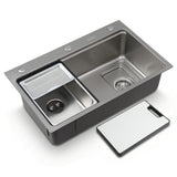 Stainless steel bar prep sink, silver textured nano finish 68x45cm