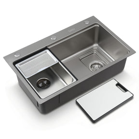 Stainless steel bar prep sink, silver textured nano finish 68x45cm