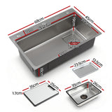 Stainless steel bar prep sink, silver textured nano finish 68x45cm