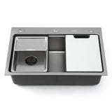 Stainless steel bar prep sink, silver textured nano finish 68x45cm