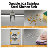 Stainless steel bar prep sink, silver textured nano finish 68x45cm