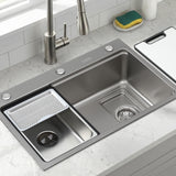 Stainless steel bar prep sink, silver textured nano finish 68x45cm