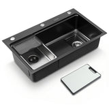 Stainless steel bar prep sink, black textured nano finish 75x45cm