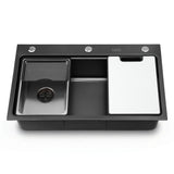 Stainless steel bar prep sink, black textured nano finish 75x45cm