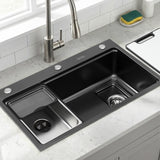Stainless steel bar prep sink, black textured nano finish 75x45cm