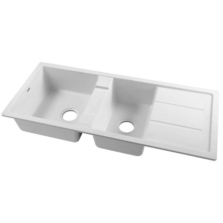 Granite stone kitchen sink, white double bowl 116x50cm