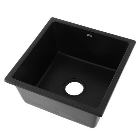 Granite stone laundry sink, black single bowl 45x45cm