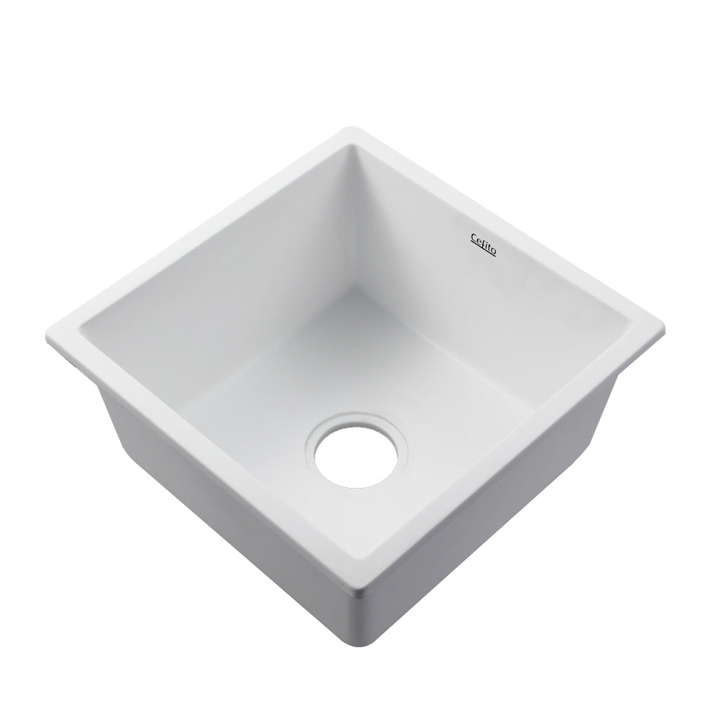 Granite stone laundry sink, white single bowl 45x45cm