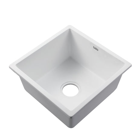 Granite stone laundry sink, white single bowl 45x45cm